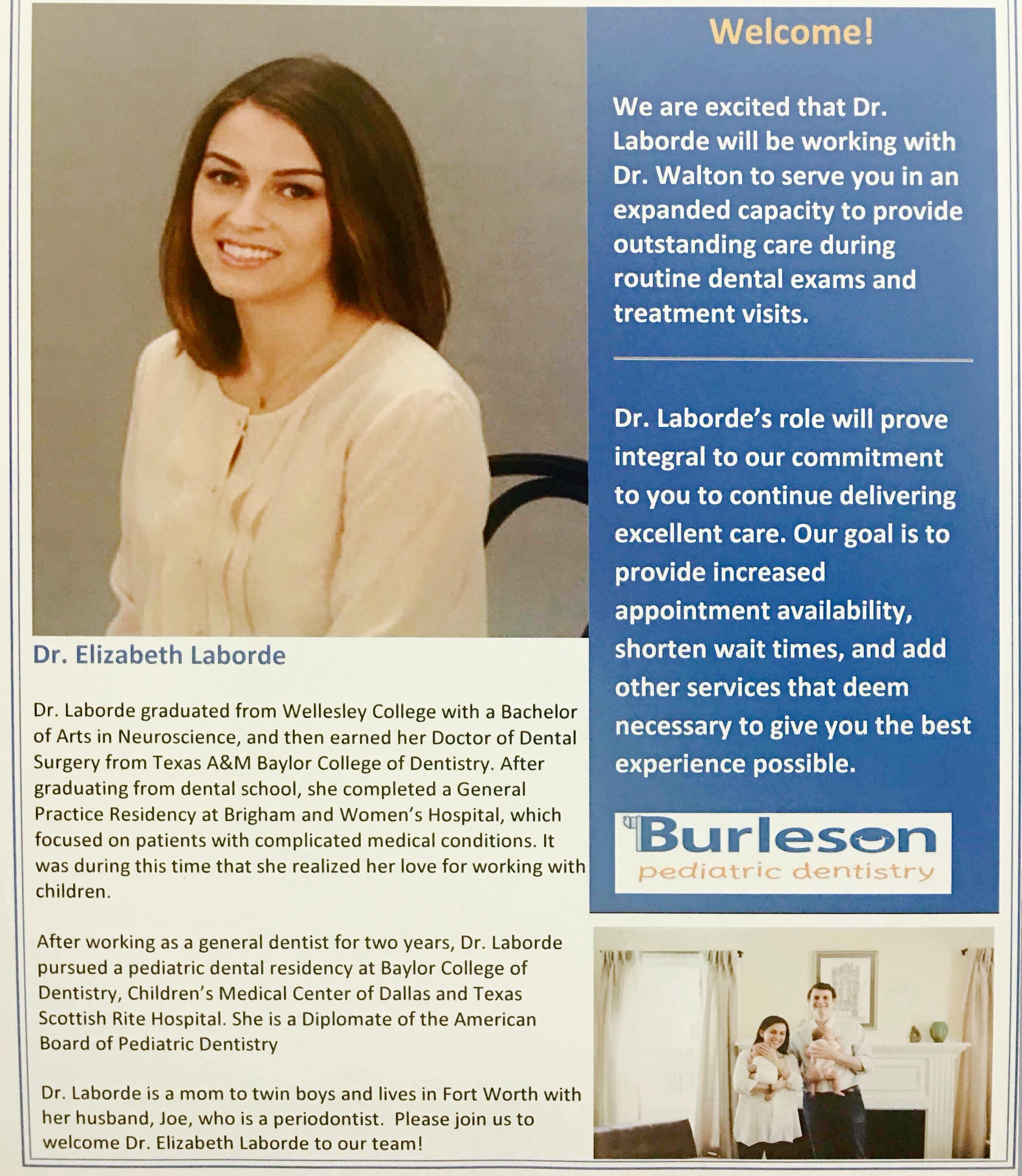 Burleson Pediatric Dentistry Blog Dr. Elizabeth Laborde!